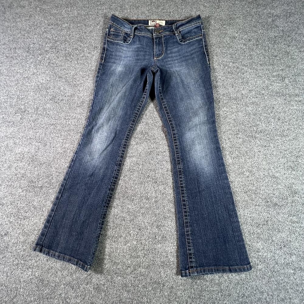 Lei Ashley Bootcut Jeans Womens 9 Blue Denim Faded Low Rise Stretch Short